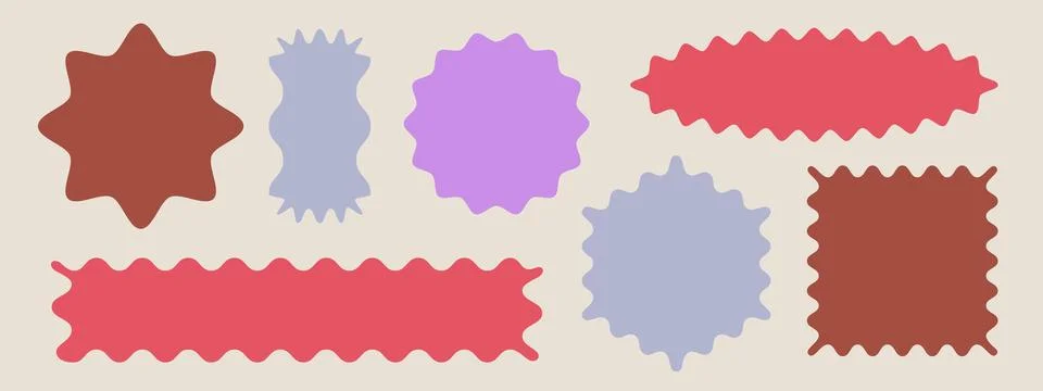 Color scallop edge frames set isolated on white Stock Illustration
