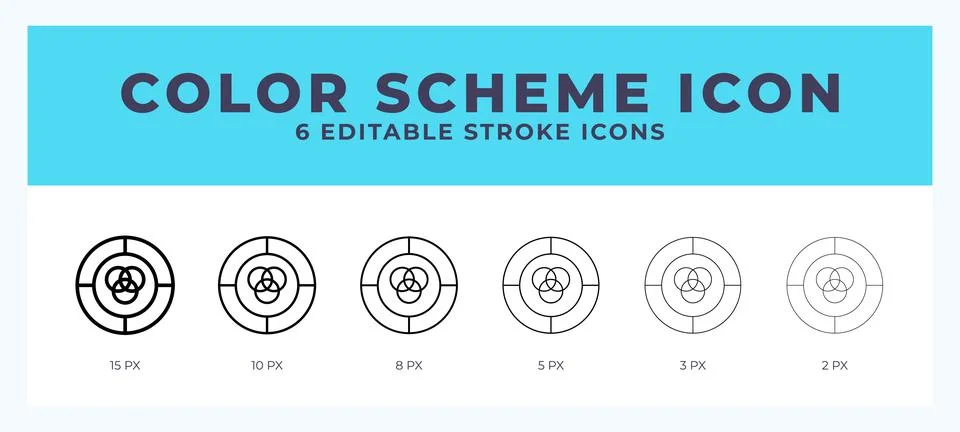 Color scheme icon set with different stroke. Vector illustration with edita.. Illustrazione stock