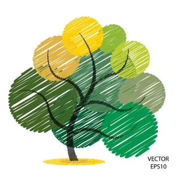 Color scribble tree symbol Stock-Illustration