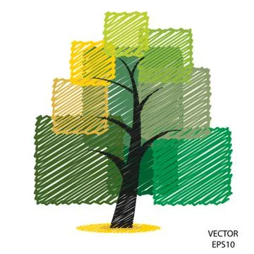 Color scribble tree symbol Stock Illustration