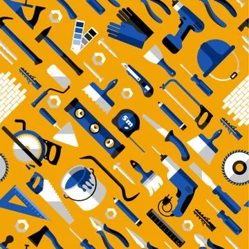 Color seamless pattern of building tools Illustrazione stock