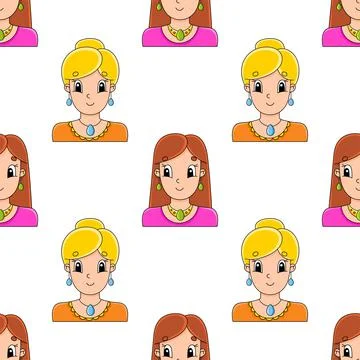 Color seamless pattern. Cartoon style. Hand drawn. Vector illustration isolat Stock Illustration