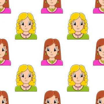 Color seamless pattern. Cartoon style. Hand drawn. Vector illustration isolat Stock Illustration