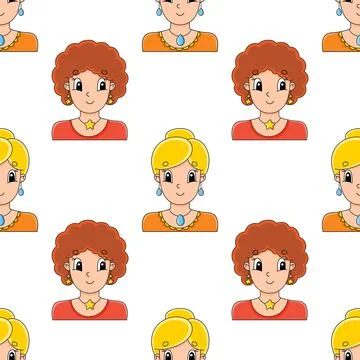 Color seamless pattern. Cartoon style. Hand drawn. Vector illustration isolat Stock Illustration