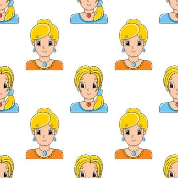 Color seamless pattern. Cartoon style. Hand drawn. Vector illustration isolat Stock Illustration