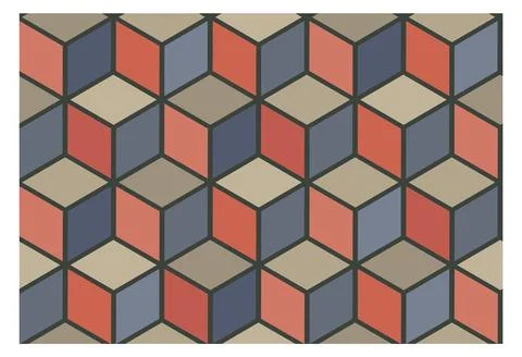 Color seamless pattern. Cube ornament. Decorative tile Stock Illustration
