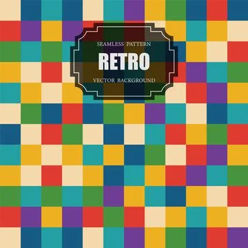 Color seamless retro pattern - bright geometric simple design. Vector repeata Stock Illustration