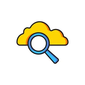 Color Search cloud computing icon isolated on white background. Magnifying .. Illustrazione stock