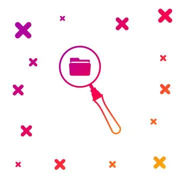 Color Search concept with folder icon isolated on white background. Magnifying Stock Illustration