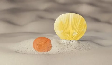 Color seashell on sand render Illustrazione stock