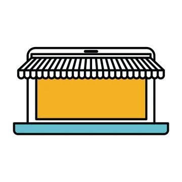Color sections silhouette of laptop computer online store Illustrazione stock