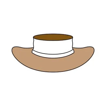 Color sections silhouette of straw hat with ribbon and thick contour イラスト素材