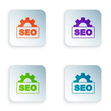 Color SEO optimization icon isolated on white background. Set colorful icons in Stock Illustration