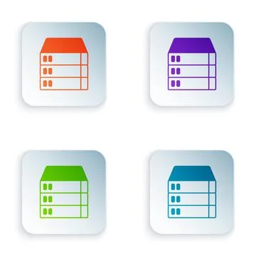 Color Server, Data, Web Hosting icon isolated on white background. Set colorful Stock Illustration