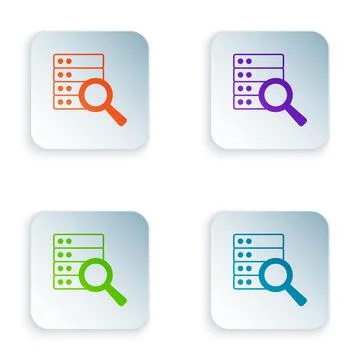 Color Server, Data, Web Hosting icon isolated on white background. Set colorful Stock Illustration