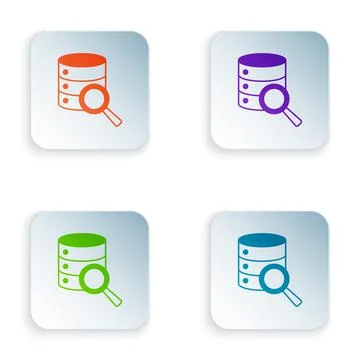 Color Server, Data, Web Hosting icon isolated on white background. Set colorful Stock Illustration
