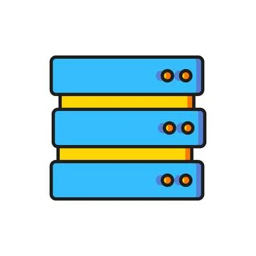 Color Server, Data, Web Hosting icon isolated on white background. Flat fil.. Stock Illustration