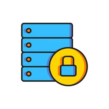 Color Server security with closed padlock icon isolated on white background.. Illustrazione stock