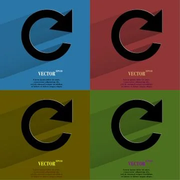 Color set arrow Update. Flat modern web button with long shadow and space for yo Stock Illustration