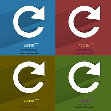 Color set arrow Update. Flat modern web button with long shadow and space for yo Illustrazione stock