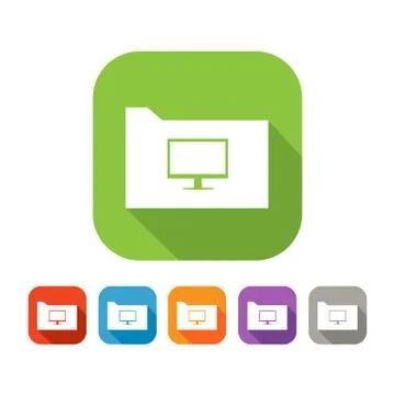 Color set of flat folder with computer Illustrazione stock