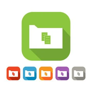 Color set of flat folder with document Stock Illustration