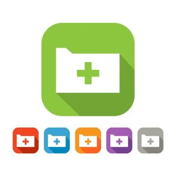 Color set of flat folder with plus Stock-Illustration