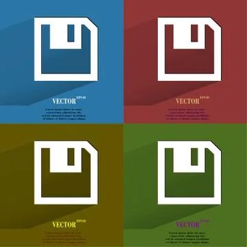Color set floppy disk. Flat modern web button with long shadow and space for you Stockillustratie