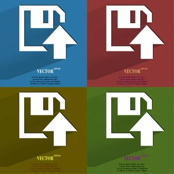 Color set floppy disk upload,  Flat modern web button with long shadow and space Stockillustratie