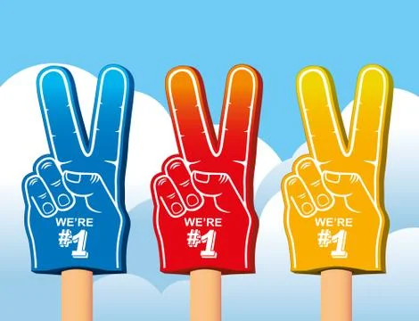 Color set of foam hand. Stock Illustration