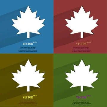Color set maple Leaf. Flat modern web button with long shadow and space for your イラスト素材