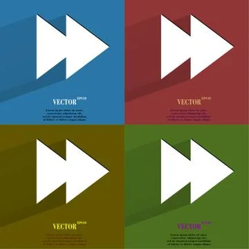 Color set multimedia control. Flat modern web button with long shadow and space 스톡 일러스트