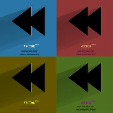 Color set multimedia control. Flat modern web button with long shadow and space 스톡 일러스트