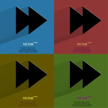 Color set multimedia control. Flat modern web button with long shadow and space 库存插图