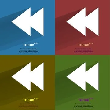 Color set multimedia control. Flat modern web button with long shadow and space 库存插图
