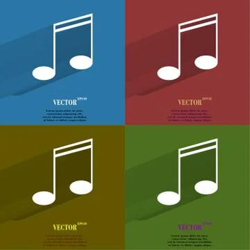 Color set Music elements notes web icon, flat design Stock Illustration