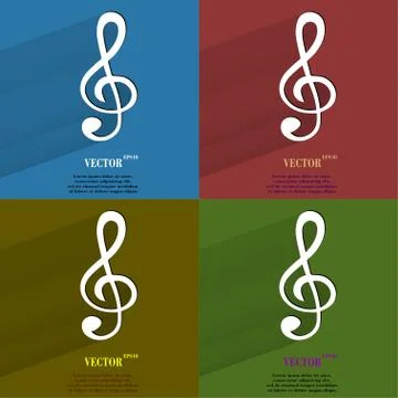 Color set Music elements notes web icon, flat design Stock Illustration