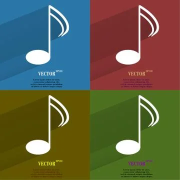 Color set Music elements notes web icon, flat design Stock Illustration