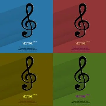 Color set Music elements notes web icon, flat design Stock Illustration