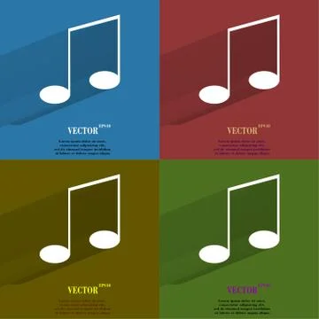 Color set Music elements notes web icon, flat design Stock Illustration