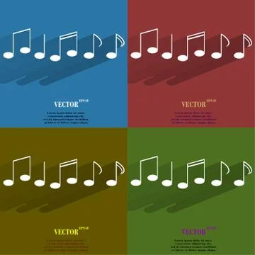 Color set Music elements notes web icon, flat design Stock Illustration