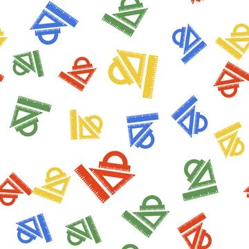 Color Set ruler, triangular ruler and protractor icon isolated seamless pattern Illustrazione stock