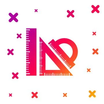 Color Set ruler, triangular ruler and protractor icon isolated on white Stock Illustration