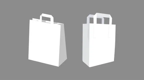 Color set of two white paper shopping bags Stock Illustration