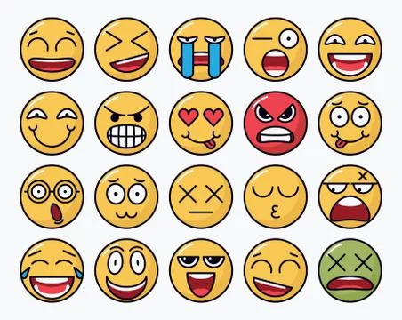 Color set of vector smile of different emotions Illustrazione stock
