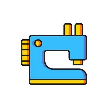 Color Sewing machine icon isolated on white background. Flat filled outline.. Stock Illustration