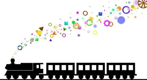 Color shapes train Stock Illustration