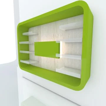 Color shelf with white wall Stock Illustration