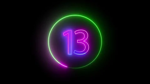 Color shifting ring gently orbits the number 13, creating a mesmerizing aur.. Stock Footage 309012574