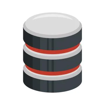Color silhouette of database 3d icon Stock Illustration